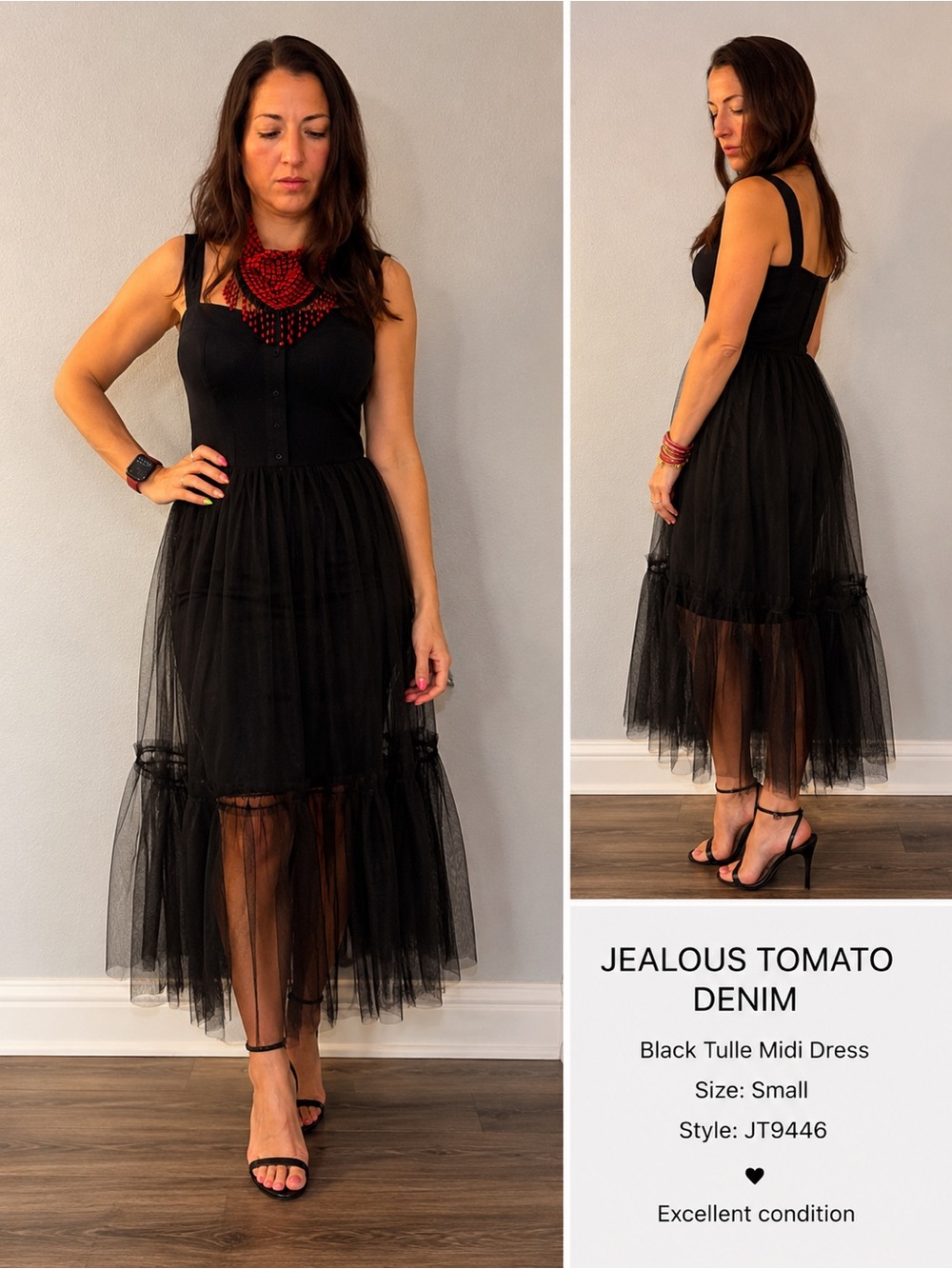 Jealous Tomato Black Tulle Midi Dress